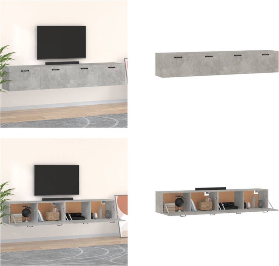 VidaXL Wandkasten 2 st 100x36-5x35 cm bewerkt hout betongrijs Wandkast Wandkasten Hangkast Hangende Kast