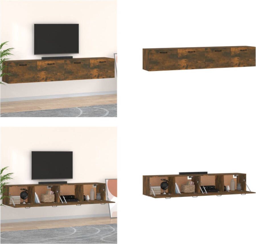 VidaXL Wandkasten 2 st 100x36-5x35cm bewerkt hout gerookt eikenkleurig Wandkast Wandkasten Hangkast Hangende Kast
