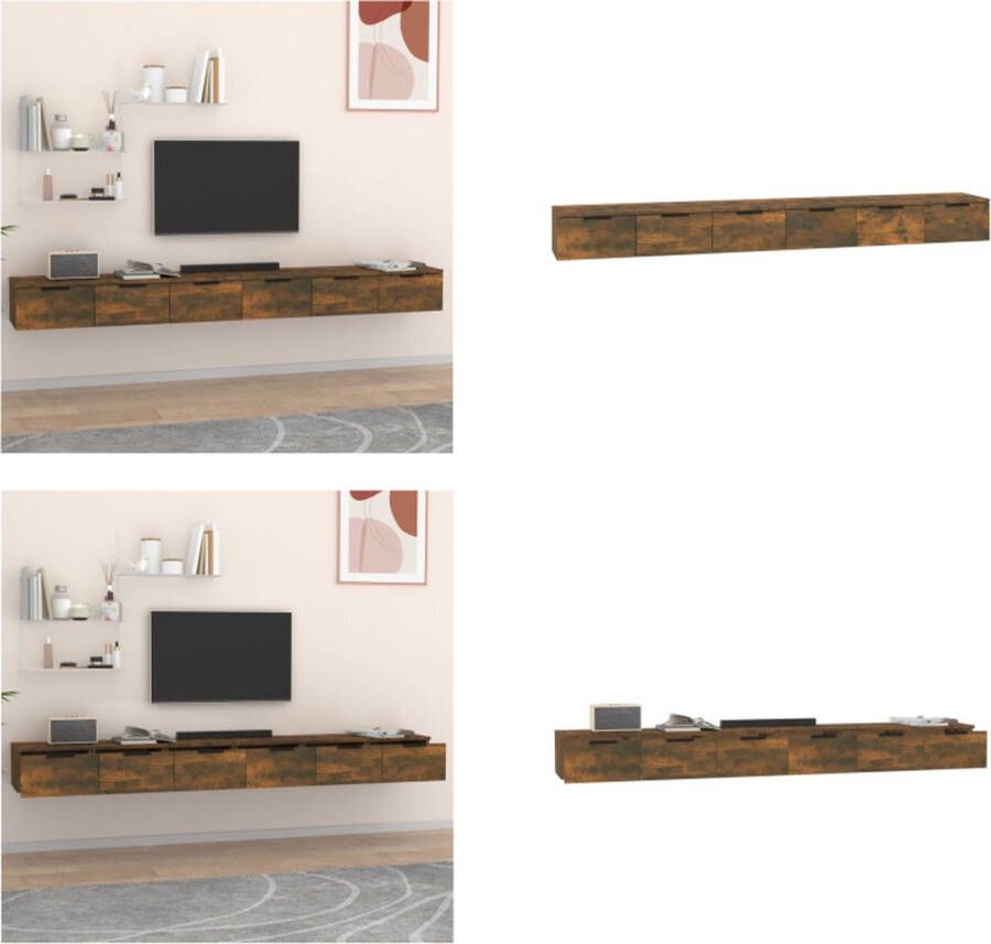 VidaXL Wandkasten 2 st 102x30x20 bewerkt hout gerookt eikenkleurig Wandkast Wandkasten Hangkast Hangende Kast