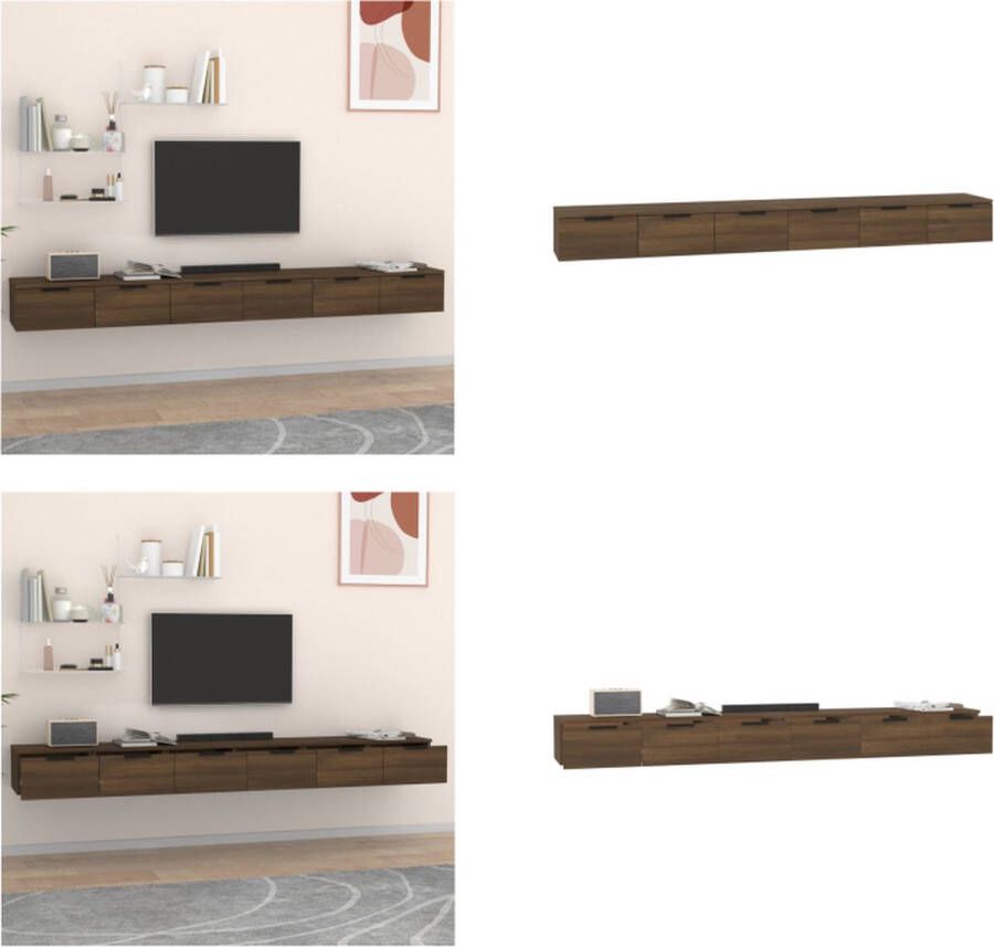 VidaXL Wandkasten 2 st 102x30x20 cm bewerkt hout bruineikenkleurig Wandkast Wandkasten Hangkast Hangende Kast