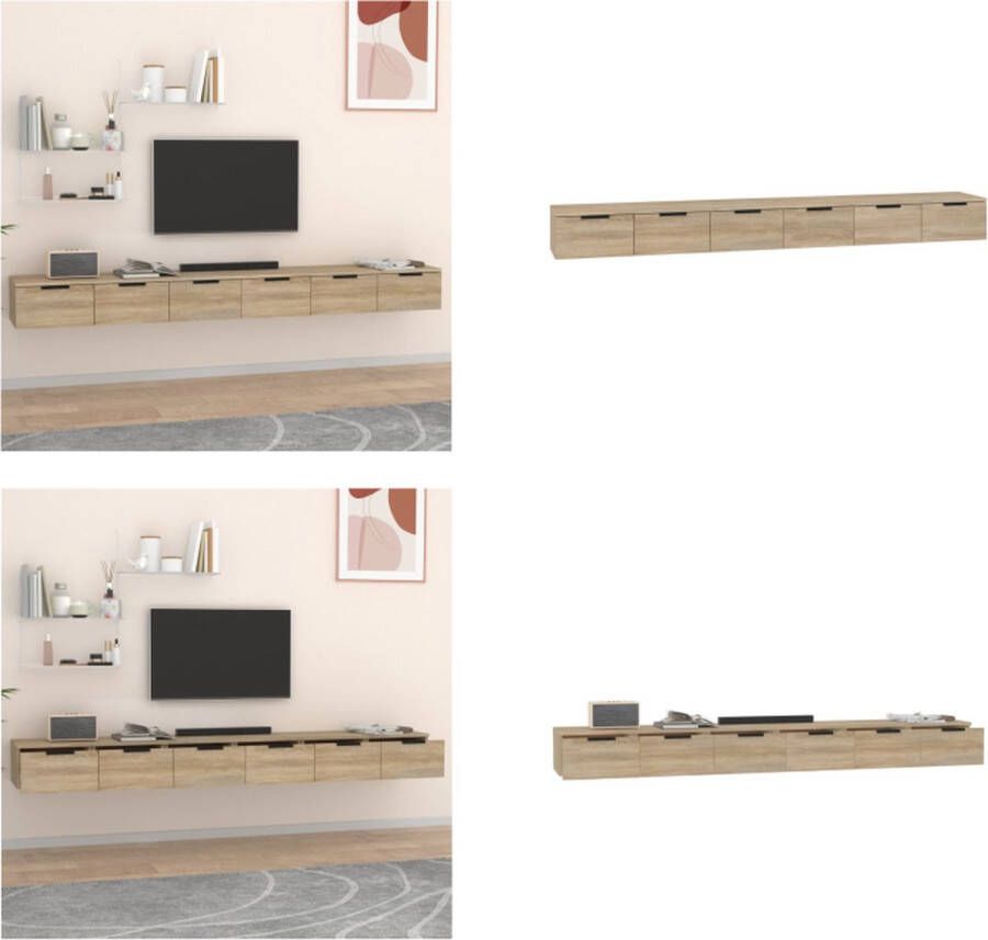 VidaXL Wandkasten 2 st 102x30x20 cm bewerkt hout sonoma eikenkleurig Wandkast Wandkasten Hangkast Hangende Kast