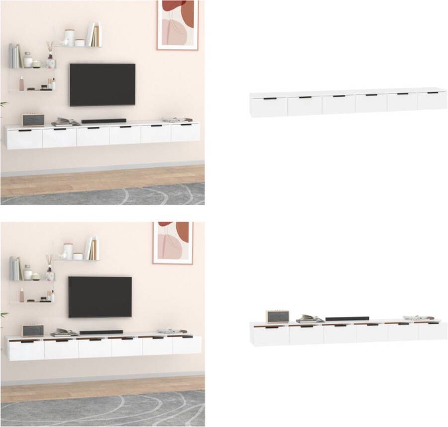 VidaXL Wandkasten 2 st 102x30x20 cm bewerkt hout wit Wandkast Wandkasten Hangkast Hangende Kast