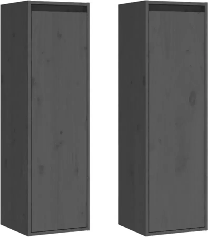 VIDAXL Wandkasten 2 st 30x30x100 cm massief grenenhout grijs - Foto 3