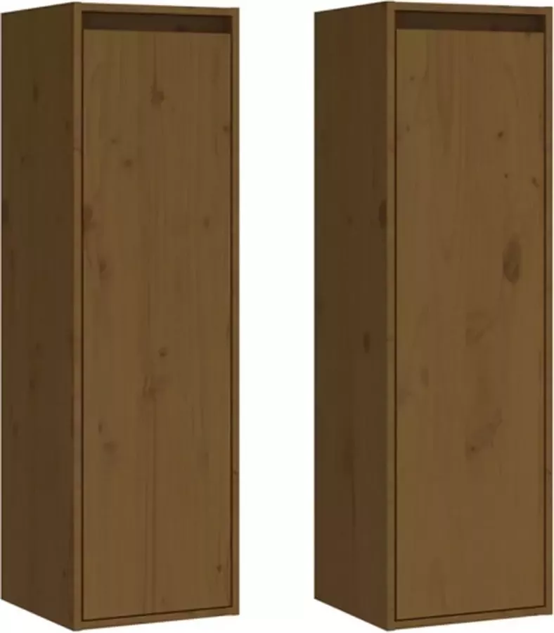 VIDAXL Wandkasten 2 st 30x30x100 cm massief grenenhout honingbruin - Foto 3