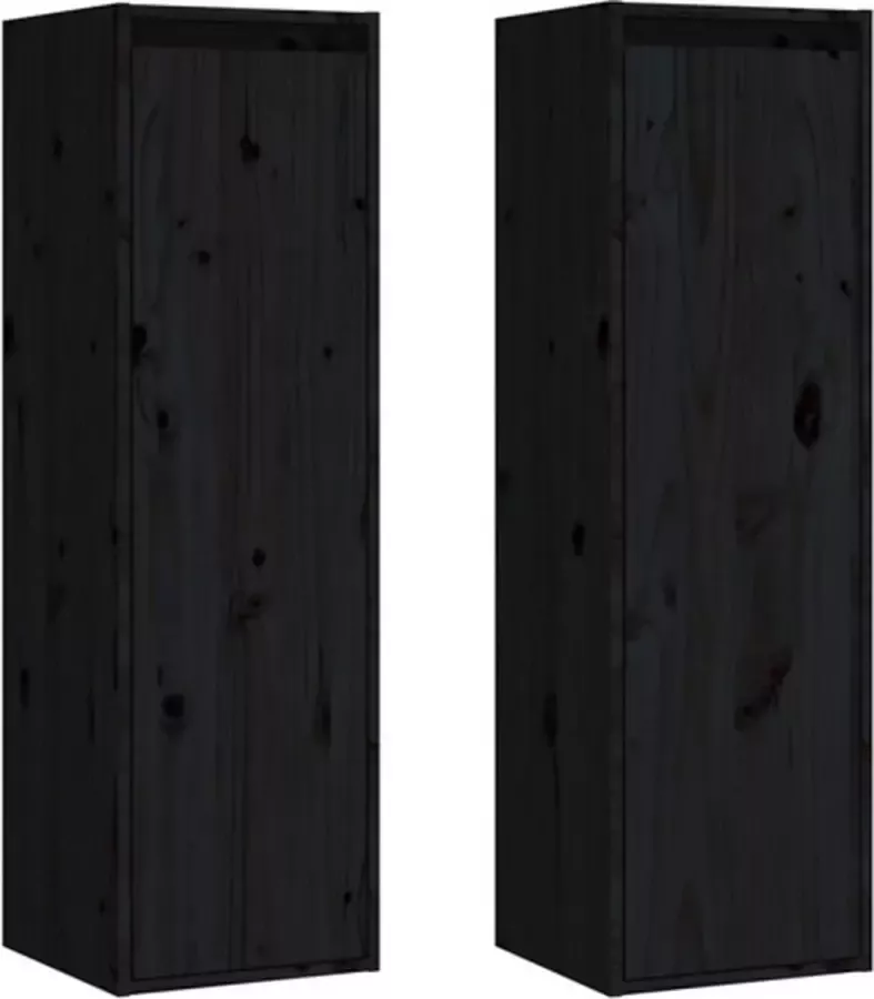 VIDAXL Wandkasten 2 st 30x30x100 cm massief grenenhout zwart - Foto 3