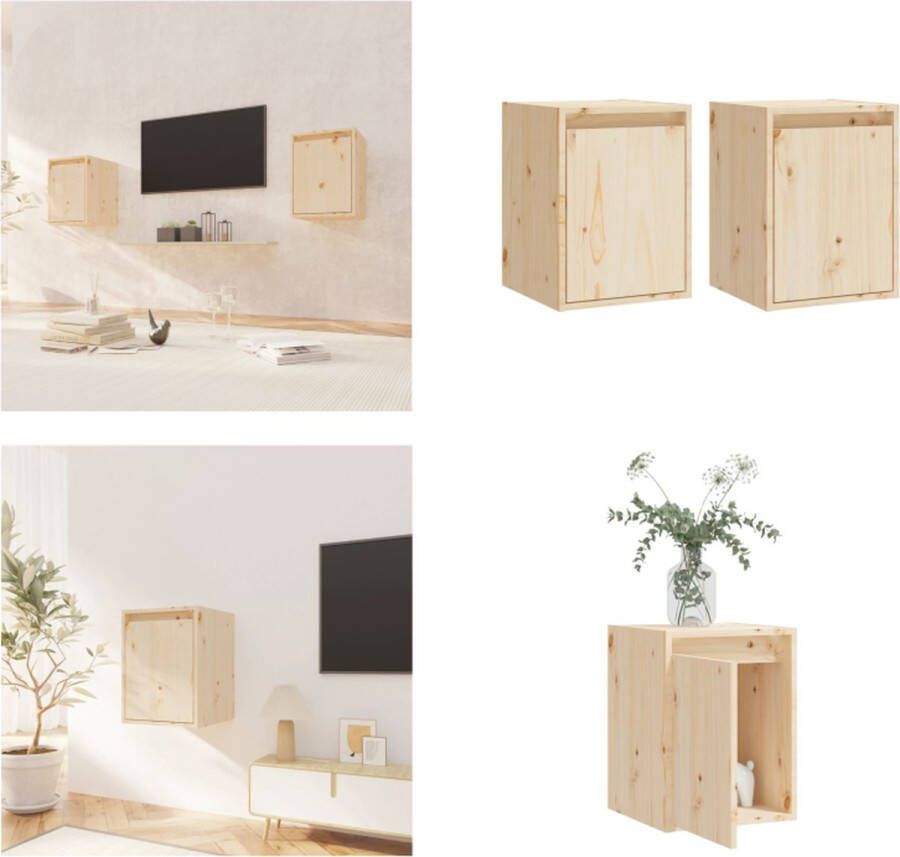 VidaXL Wandkasten 2 st 30x30x40 cm massief grenenhout Wandkast Wandkasten Hangkast Wandgemonteerde Kast
