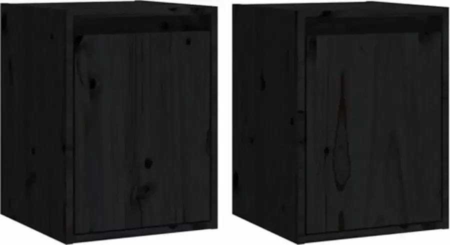 VIDAXL Wandkasten 2 st 30x30x40 cm massief grenenhout zwart - Foto 4