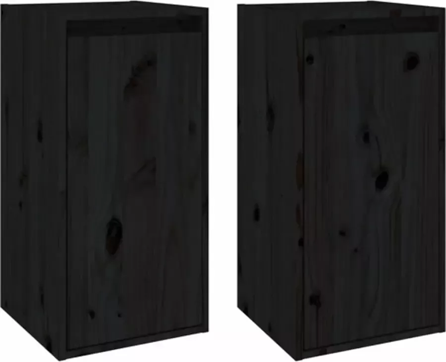 VIDAXL Wandkasten 2 st 30x30x60 cm massief grenenhout zwart - Foto 4