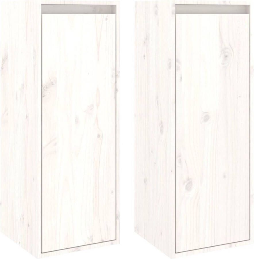 VidaXL Wandkasten 2 st 30x30x80 cm massief grenenhout wit