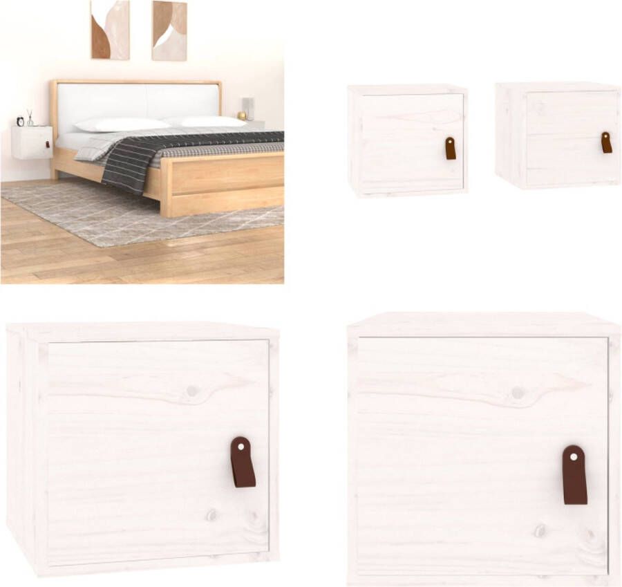 VidaXL Wandkasten 2 st 31-5x30x30 cm massief grenenhout wit Wandkast Wandkasten Hangkast Hangende Kast