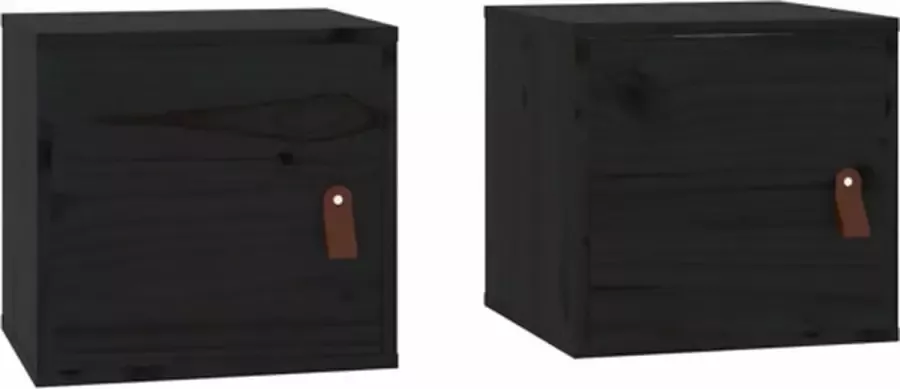 VIDAXL Wandkasten 2 st 31 5x30x30 cm massief grenenhout zwart - Foto 5