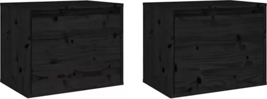 VIDAXL Wandkasten 2 st 45x30x35 cm massief grenenhout zwart - Foto 5