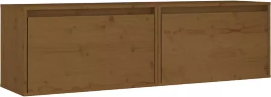 vidaXL Wandkasten 2 st 60x30x35 cm massief grenenhout honingbruin