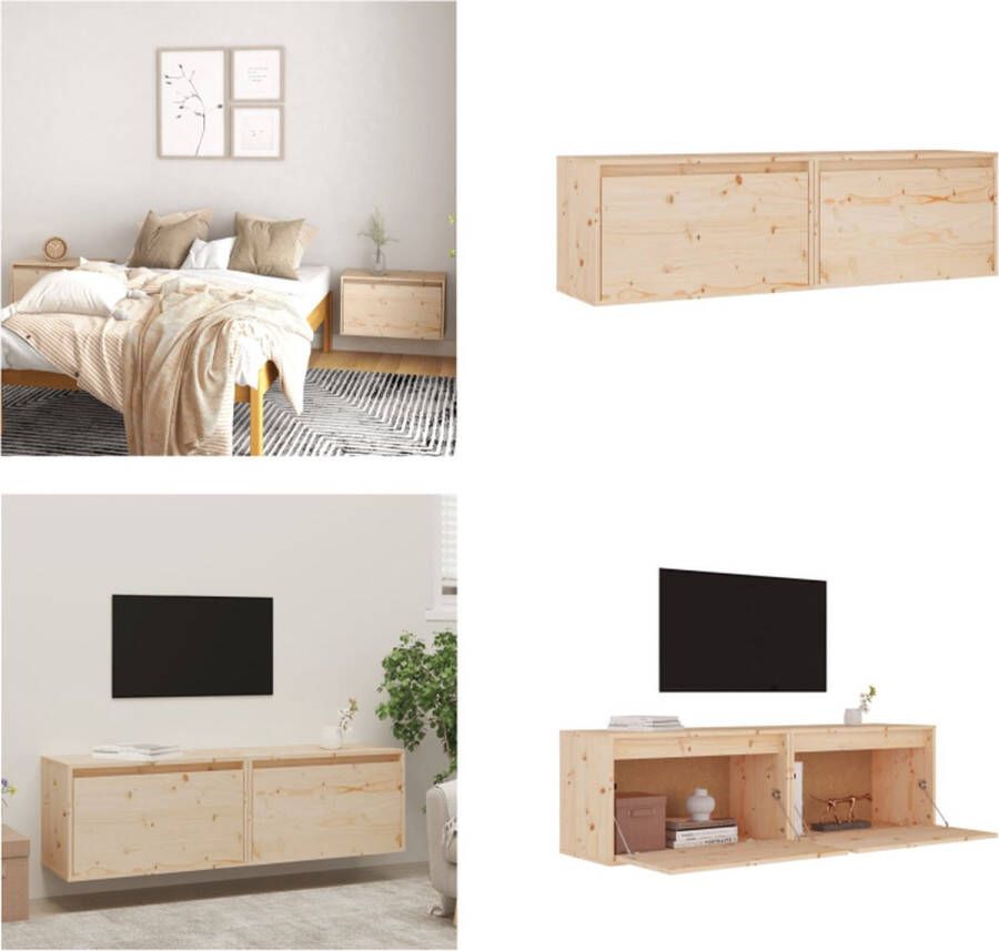 VidaXL Wandkasten 2 st 60x30x35 cm massief grenenhout Wandkast Wandkasten Hangkast Hangende Kast