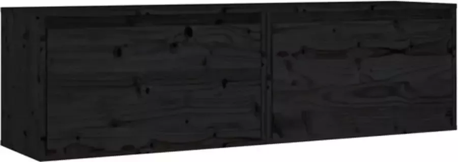 VIDAXL Wandkasten 2 st 60x30x35 cm massief grenenhout zwart - Foto 4