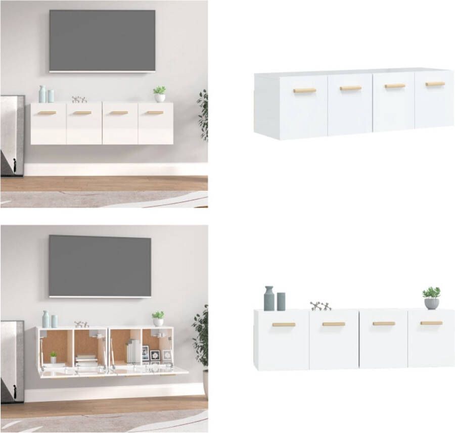 VidaXL Wandkasten 2 st 60x36-5x35 cm bewerkt hout hoogglans wit Wandkast Wandkasten Hangkast Hangende Kast