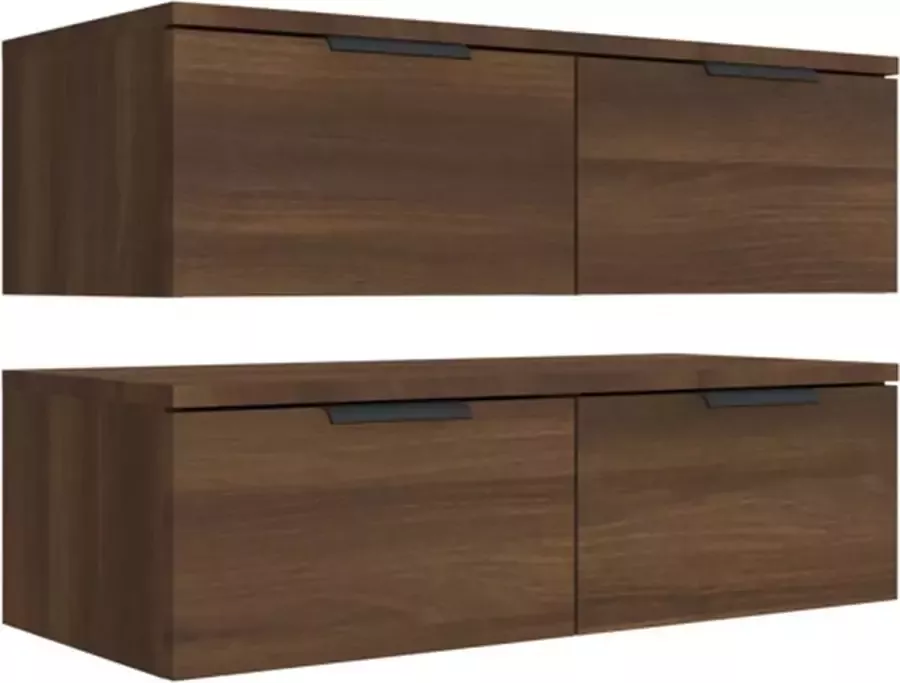 VidaXL Wandkasten 2 st 68x30x20 cm bewerkt hout bruin eikenkleurig - Foto 4