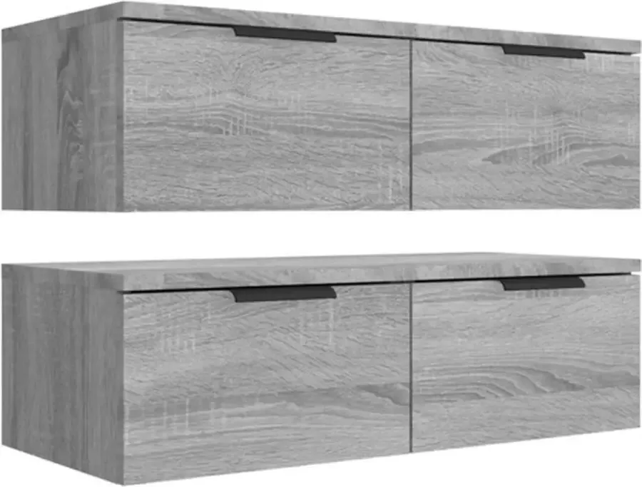 VIDAXL Wandkasten 2 st 68x30x20 cm bewerkt hout grijs sonoma eiken - Foto 4