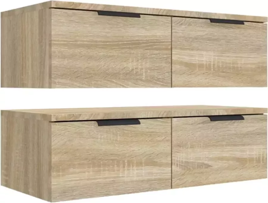 VidaXL Wandkasten 2 st 68x30x20 cm bewerkt hout sonoma eikenkleurig - Foto 3