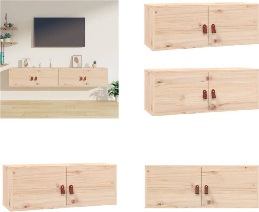 VidaXL Wandkasten 2 st 80x30x30 cm massief grenenhout Wandkast Wandkasten Hangkast Hangende Kast
