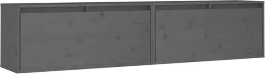 VIDAXL Wandkasten 2 st 80x30x35 cm massief grenenhout grijs - Foto 4