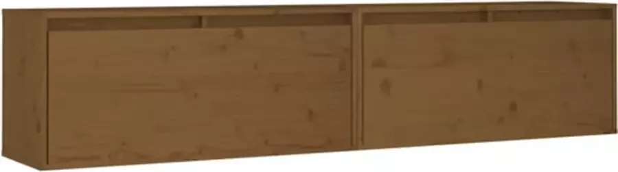 VIDAXL Wandkasten 2 st 80x30x35 cm massief grenenhout honingbruin - Foto 4