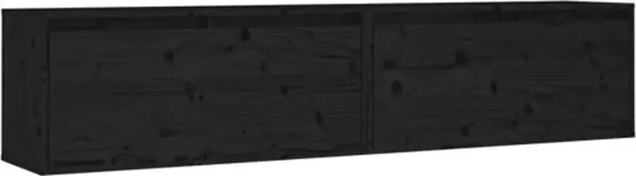 VIDAXL Wandkasten 2 st 80x30x35 cm massief grenenhout zwart - Foto 3