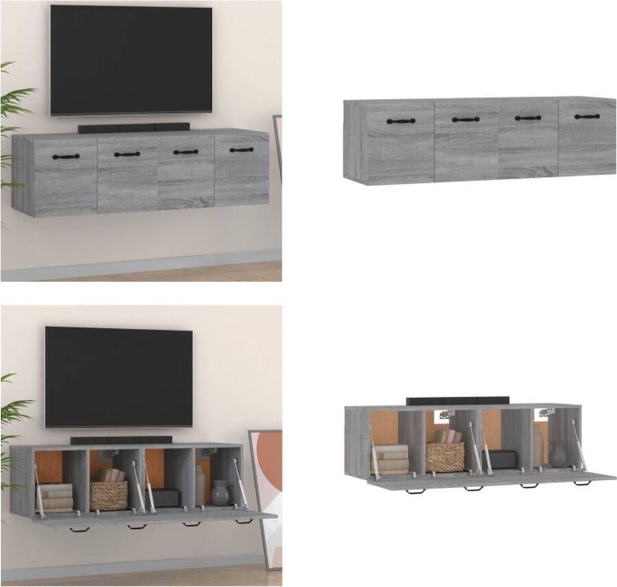 VidaXL Wandkasten 2 st 80x35x36-5 cm bewerkt hout grijs sonoma eiken Wandkast Wandkasten Hangkast Hangende Kast