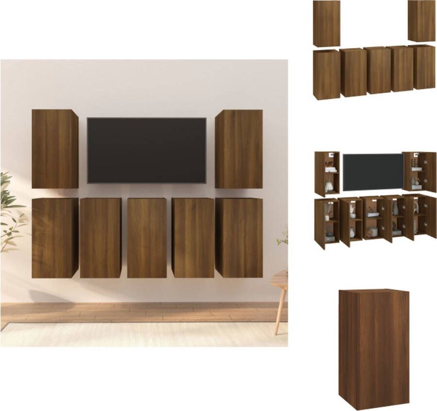 VidaXL Tv-kast Tv-kasten Tv-meubel Met LED-verlichting Tv-meubelen 7 st 30 5x30x60 cm bewerkt hout bruin eikenkleur