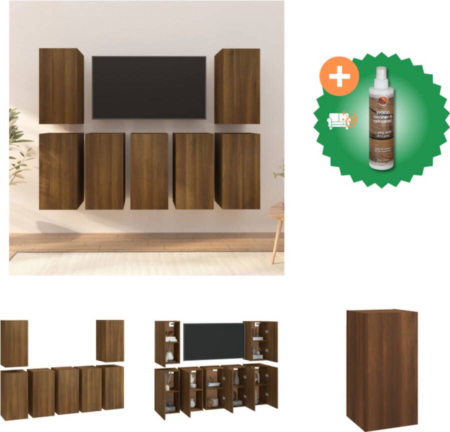 VidaXL Tv-meubels 7 st 30-5x30x60 cm bewerkt hout bruineikenkleurig Kast Inclusief Houtreiniger en verfrisser