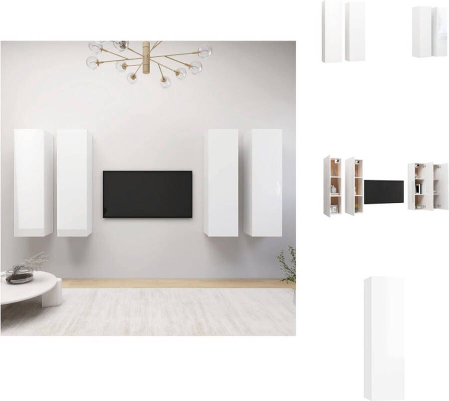 VidaXL Wandkasten Hoogglans wit 30.5 x 30 x 110 cm set van 4 tv-meubel Kast