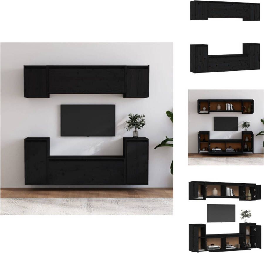 VidaXL Wandkasten Set Televisiemeubels Zwarte massief grenenhout Montage vereist 100 x 30 x 35 cm 30 x 30 x 40 cm 30 x 30 x 60 cm Kast