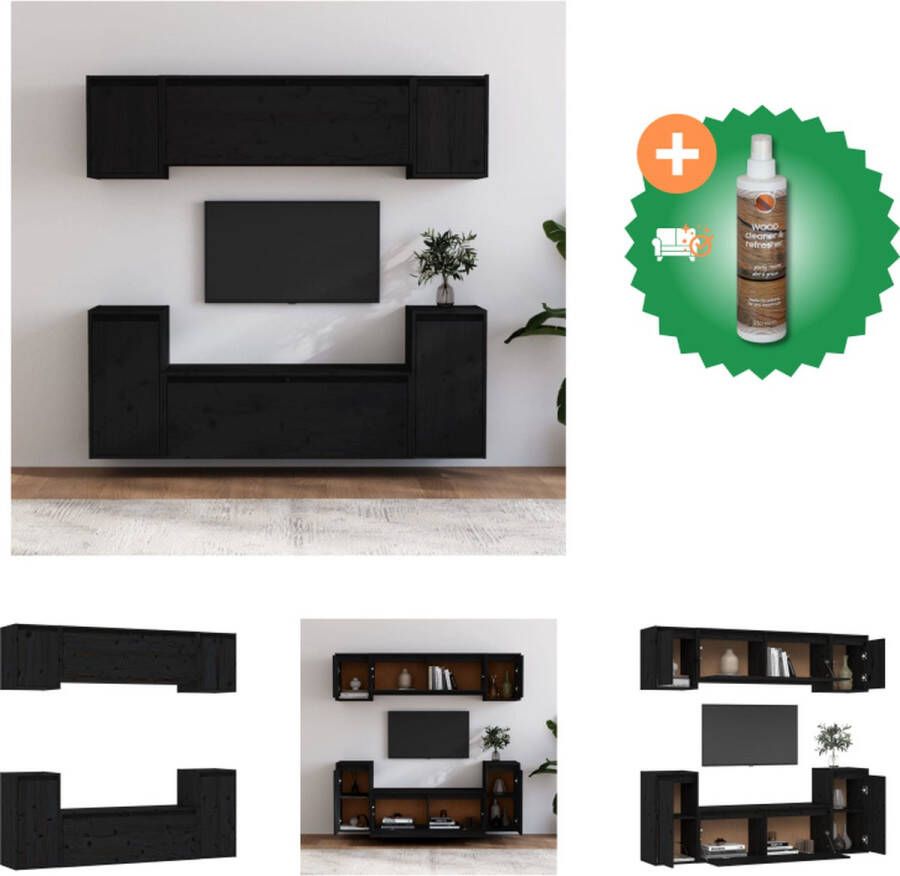VidaXL Wandkasten Set Televisiemeubels Zwarte massief grenenhout Montage vereist 100 x 30 x 35 cm 30 x 30 x 40 cm 30 x 30 x 60 cm Kast Inclusief Houtreiniger en verfrisser