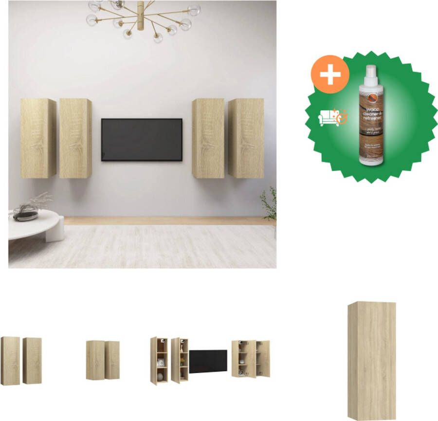 VidaXL Tv-meubelen 4 st 30-5x30x90 cm spaanplaat sonoma eikenkleurig Kast Inclusief Houtreiniger en verfrisser