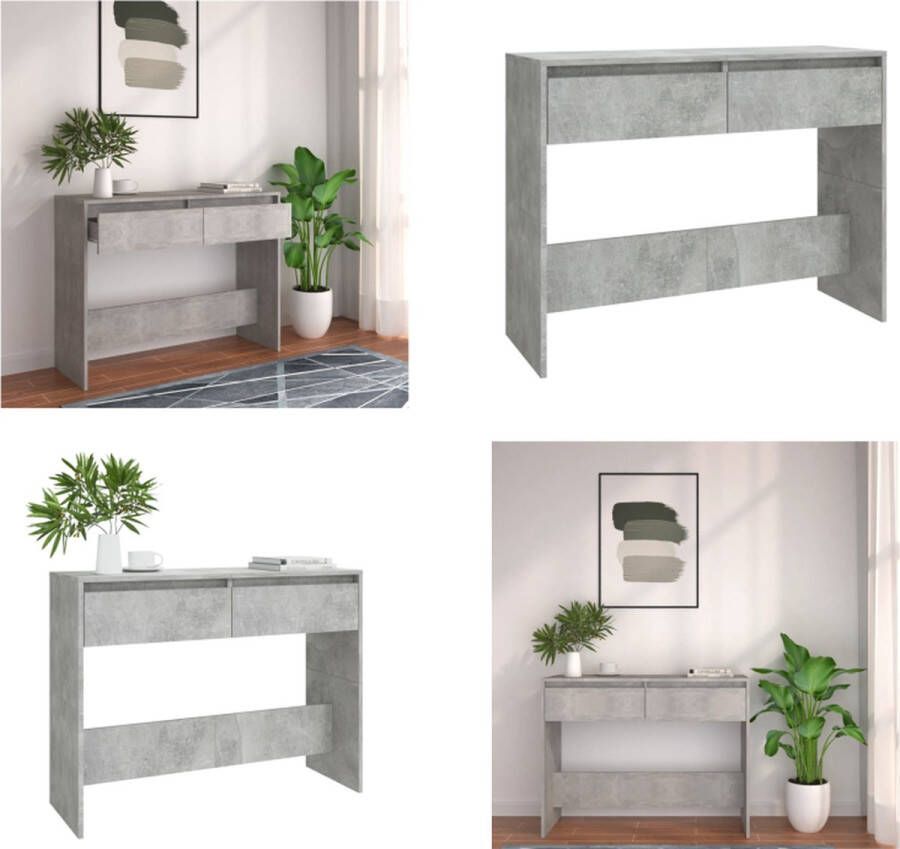 VidaXL Wandtafel 100x35x76 5 cm bewerkt hout betongrijs Wandtafel Wandtafels Tafel Consoletafel