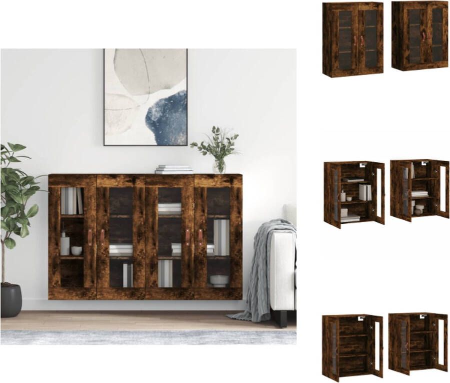 VidaXL Wandmeubel Gerookt eiken 69.5 x 34 x 90 cm Set van 2 Keukenkast