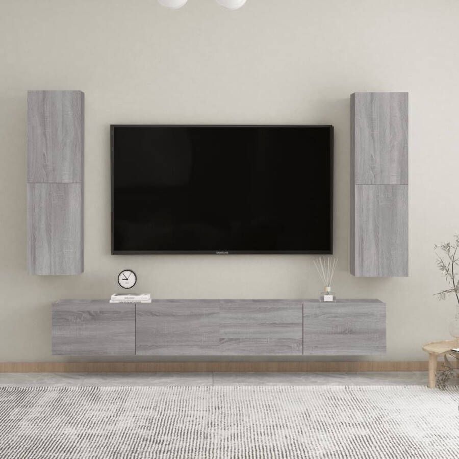 VidaXL Tv-wandmeubel Tv-wandmeubels Tv-meubel Televisiemeubel Tv-wandmeubels 2 st 30 5x30x110 cm grijs sonoma eikenkleurig - Foto 3