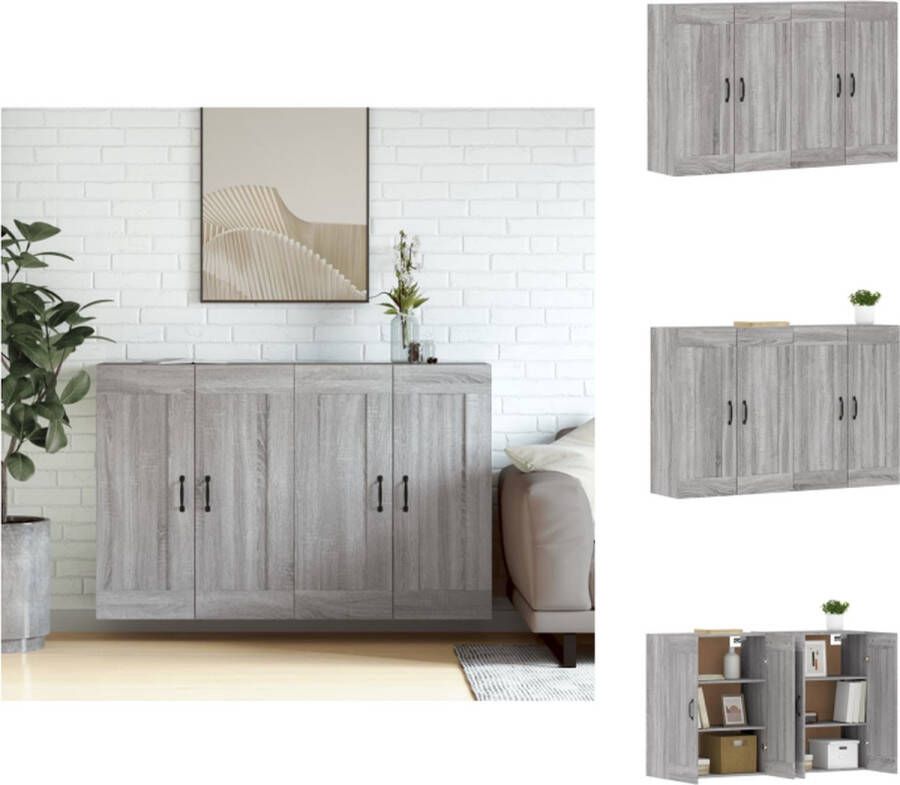 VidaXL Wandkast Wandkasten Hangkast Hangende Kast Hangkasten 2 st bewerkt hout grijs sonoma eikenkleurig - Foto 2