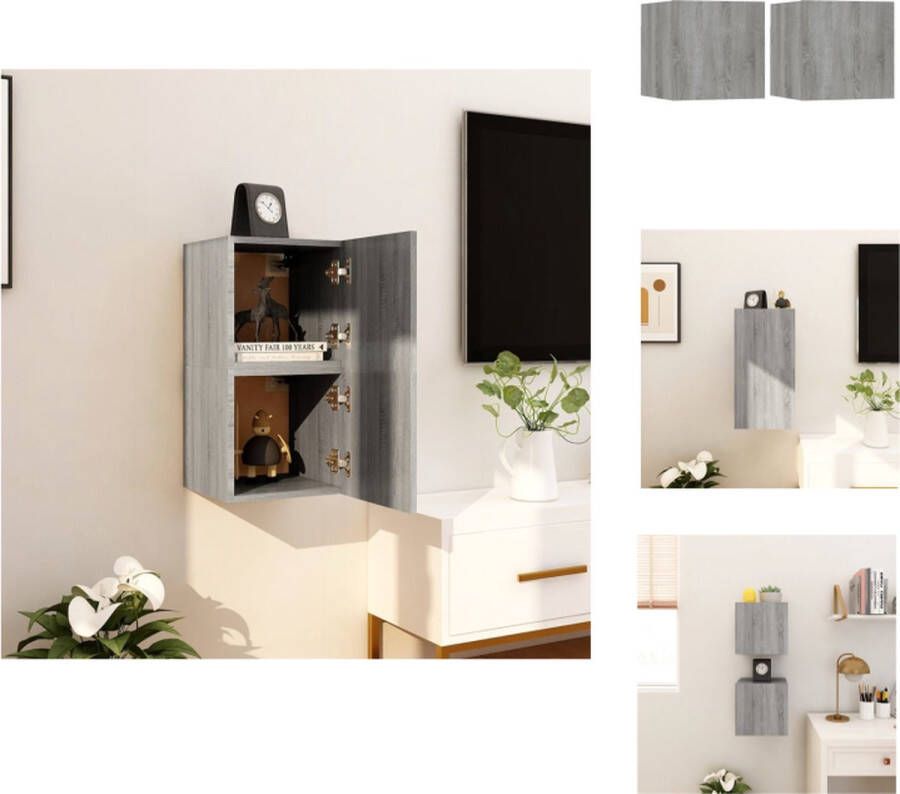 VidaXL Tv-wandmeubel Tv-wandmeubelen Tv-meubel Televisiemeubel Tv-wandmeubelen 2 st 30 5x30x30 cm grijs sonoma eikenkleurig - Foto 2