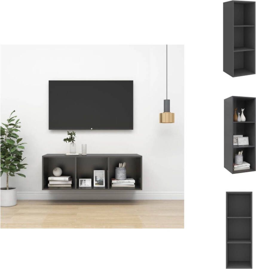 VidaXL Tv-kast Tv-kasten Televisiekast Televisiekasten Tv-wandmeubel 37x37x107 cm bewerkt hout grijs - Foto 2