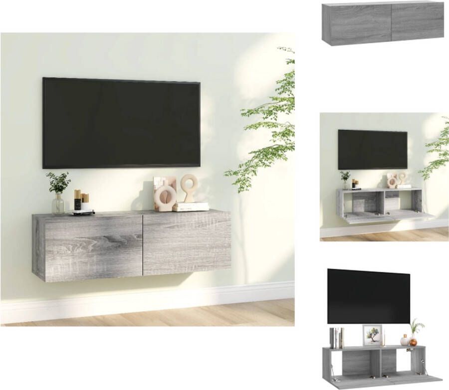 VidaXL Tv-muurkast Tv-muurkasten Tv-steun Tv-meubel Tv-wandmeubel 100x30x30 cm bewerkt hout grijs sonoma eikenkleur