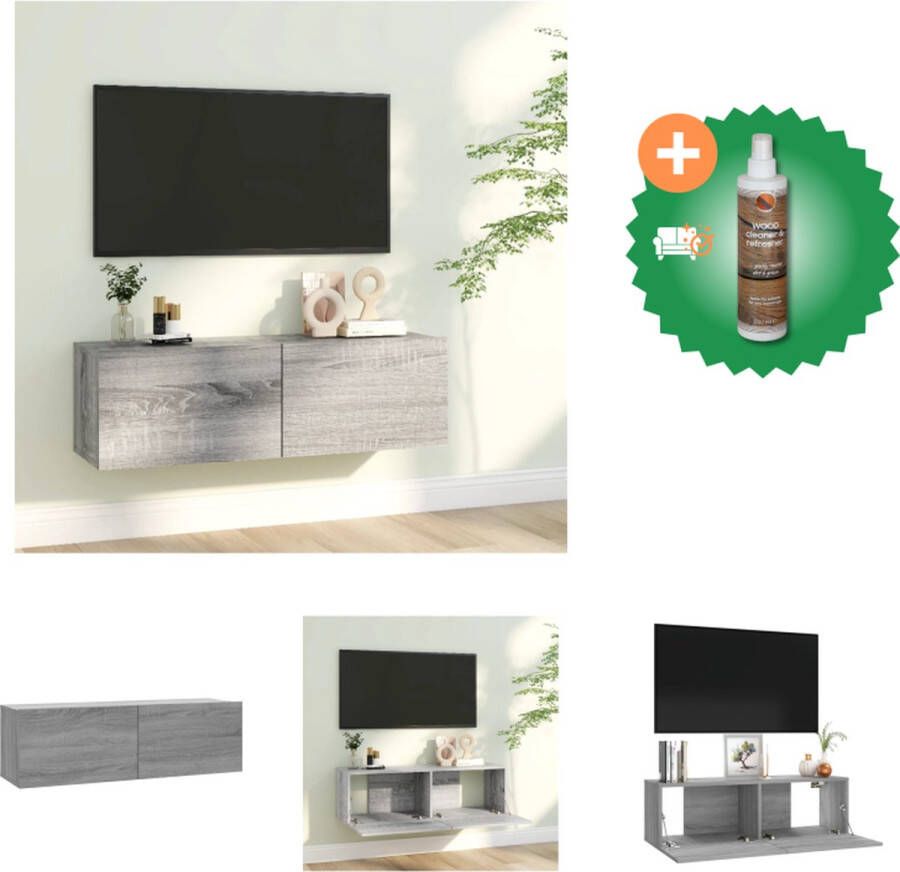 VidaXL Tv-wandmeubel 100x30x30 cm bewerkt hout grijs sonoma eikenkleur Kast Inclusief Houtreiniger en verfrisser