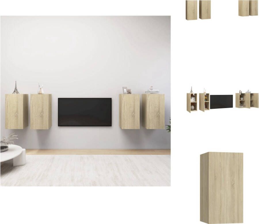 VidaXL Tv-kast Tv-kasten Televisiekast Televisiekasten Tv-meubelen 4 st 30 5x30x60 cm bewerkt hout sonoma eikenkleurig - Foto 2