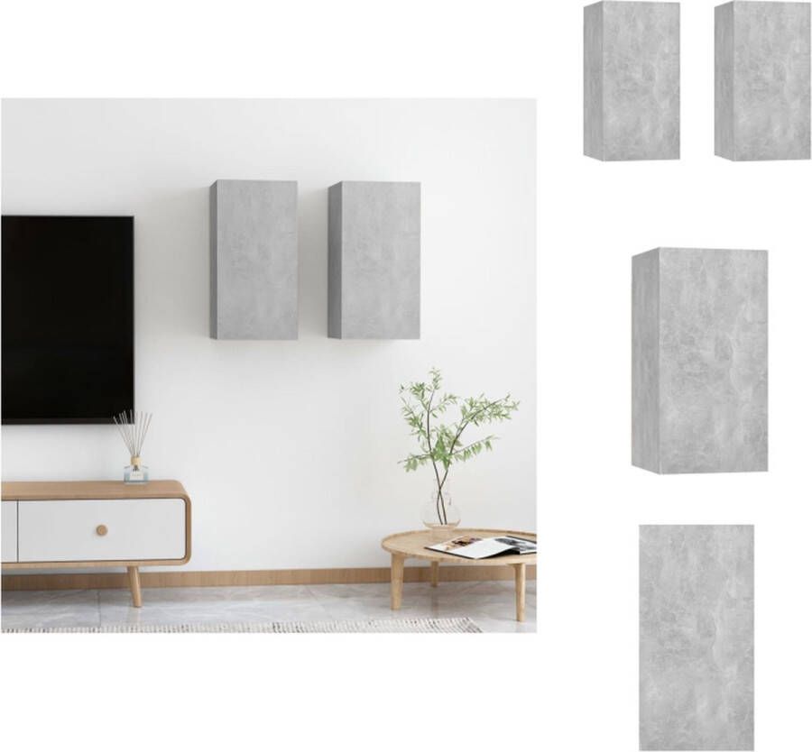 VidaXL Tv-kast Tv-kasten Televisiekast Televisiekasten Tv-meubelen 2 st 30 5x30x60 cm bewerkt hout betongrijs - Foto 2