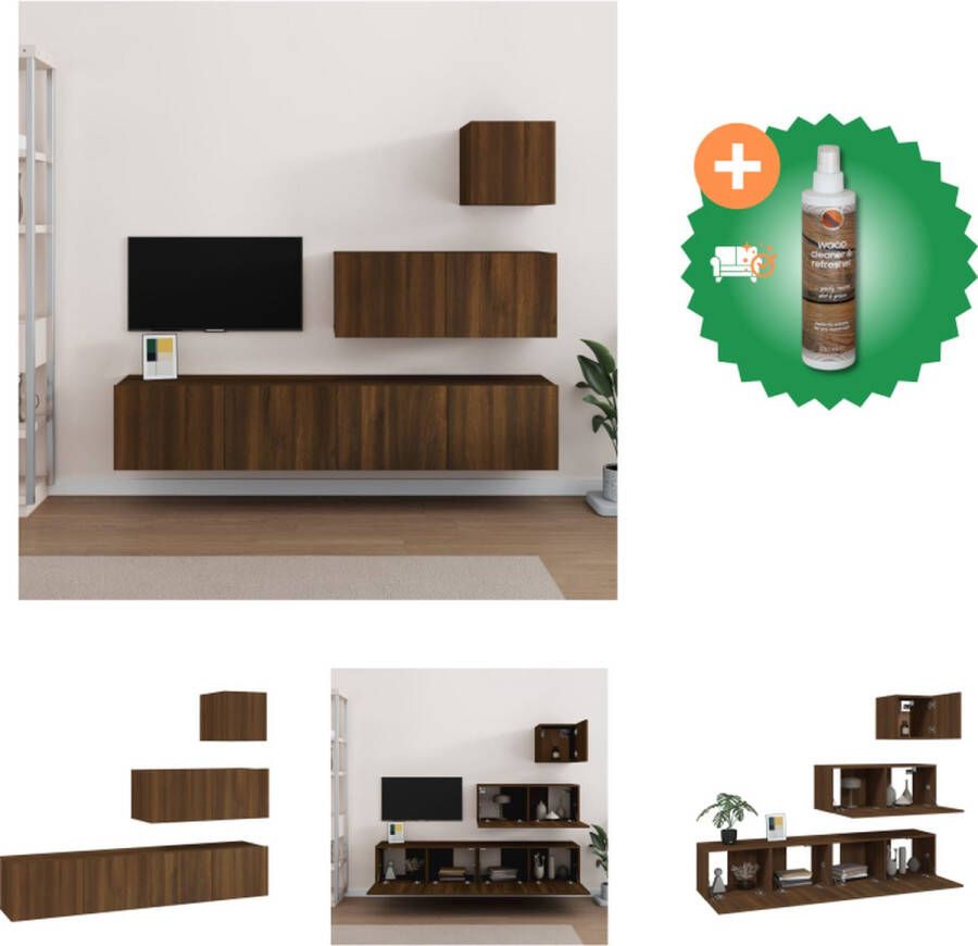 VidaXL Wandmontage TV-meubelset Bruineiken 30.5 x 30 x 30 cm 80 x 30 x 30 cm (B x D x H) Duurzaam en voldoende opbergruimte Kast Inclusief Houtreiniger en verfrisser - Foto 2