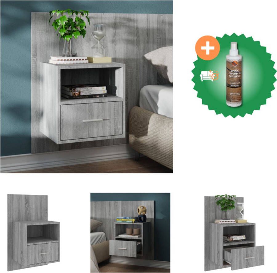 VidaXL Wandnachtkast 48.5 x 32.5 x 80 cm Grijs Sonoma Eiken Multifunctioneel Wandmontage Bewerkt Hout Kast Inclusief Houtreiniger en verfrisser