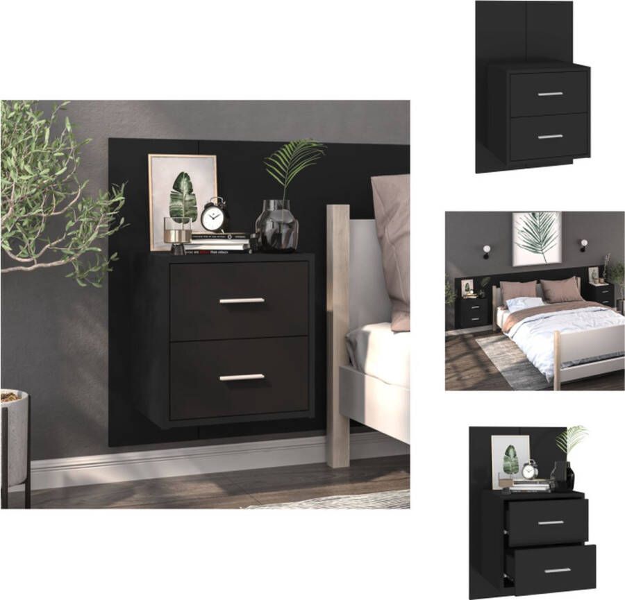 VidaXL Wandnachtkastje Wandnachtkastjes Wandgemonteerd Nachtkastje Wandgemonteerd Bedkastje Nachtkastje wandgemonteerd zwart - Foto 3