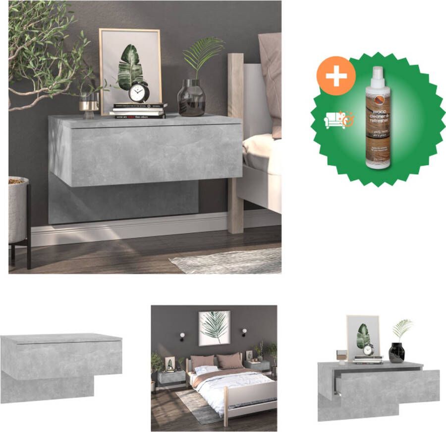 VidaXL Wandnachtkastje Betongrijs 48.5 x 32.5 x 80 cm Wandmontage Multifunctioneel Opberglade Eenvoudig te reinigen Montage vereist Kast Inclusief Houtreiniger en verfrisser - Foto 4