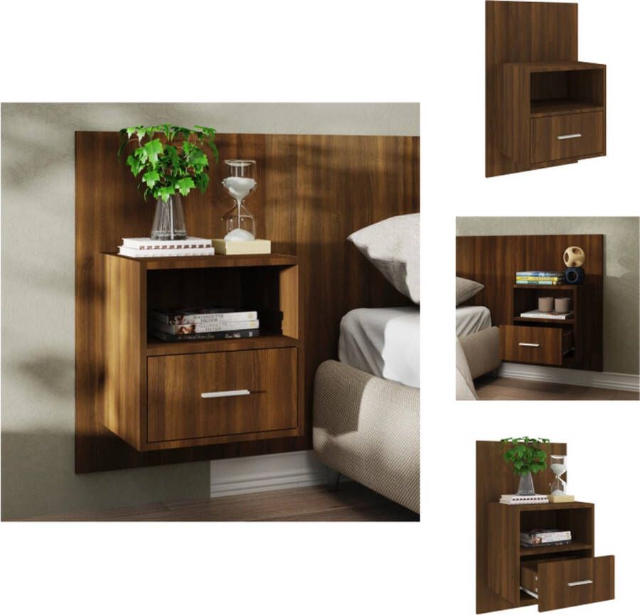 VidaXL Wandnachtkastje Wandnachtkastjes Wandgemonteerd Nachtkastje Wandgemonteerd Bedkastje Nachtkastje wandgemonteerd bruineikenkleurig - Foto 5