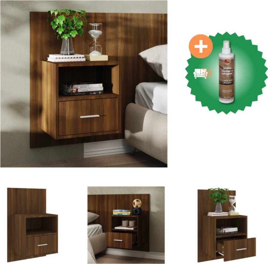 VidaXL Wandnachtkast Bruineiken 48.5 x 32.5 x 80 cm Multifunctioneel en eenvoudig te reinigen Montage vereist Kast Inclusief Houtreiniger en verfrisser - Foto 3